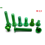 ZIELONE ALUMINIOWE ŚRUBY ISO 7380 M2,5